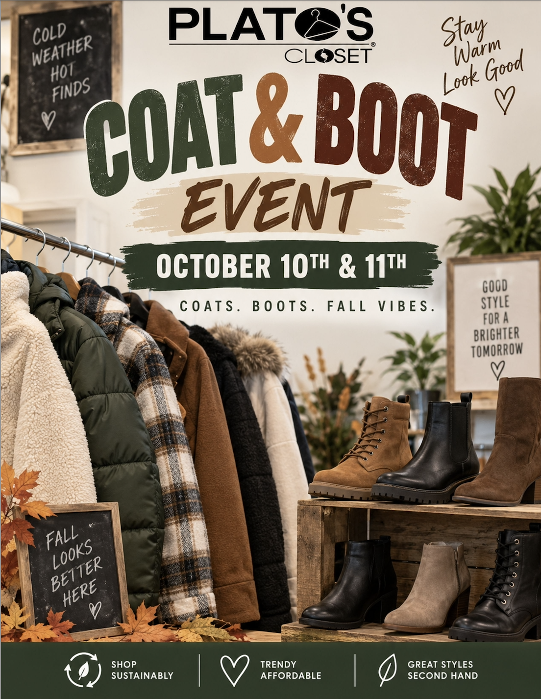 Coat and Boot Event October 10th and 11th!!!